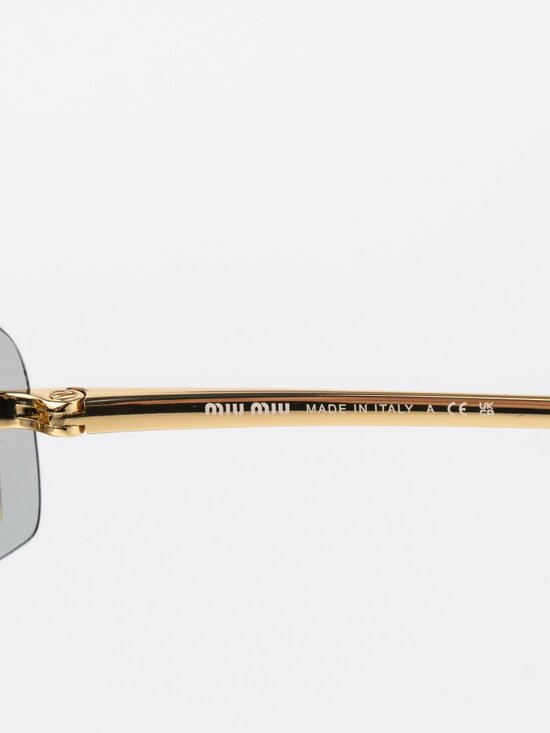 Miu Miu Women Sunglasses Gold Grey Rectangle Rimless MUA51S 5AK50K NEW AUTHENTIC main image 9